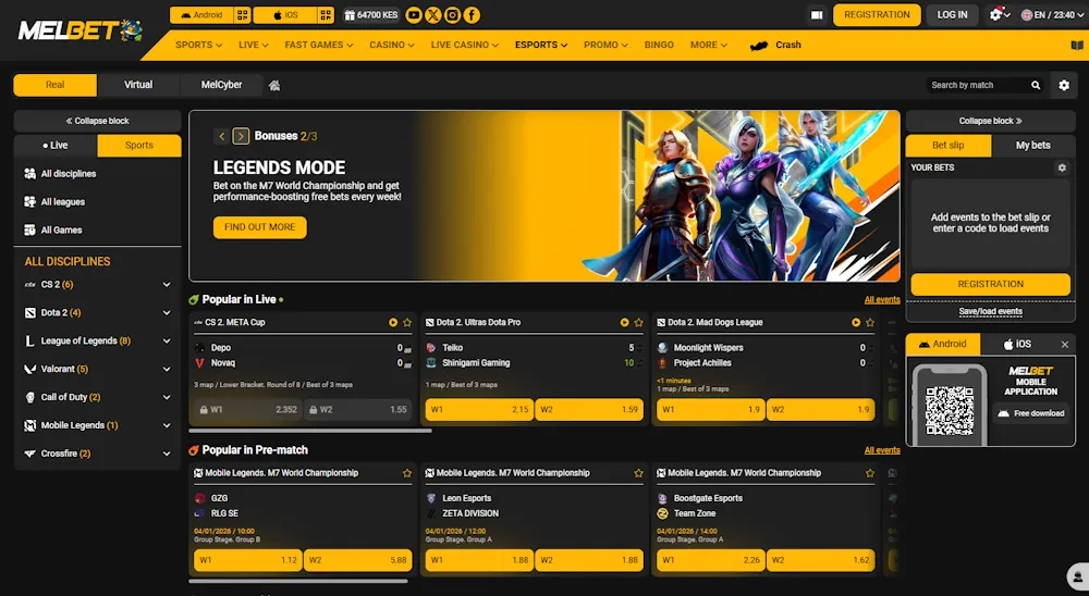 Melbet Esports Betting Screenshot